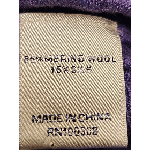 Peter Millar Men's Wool Silk Blend Purple V Neck Sweater Classic Preppy Large - Picture 6 of 6